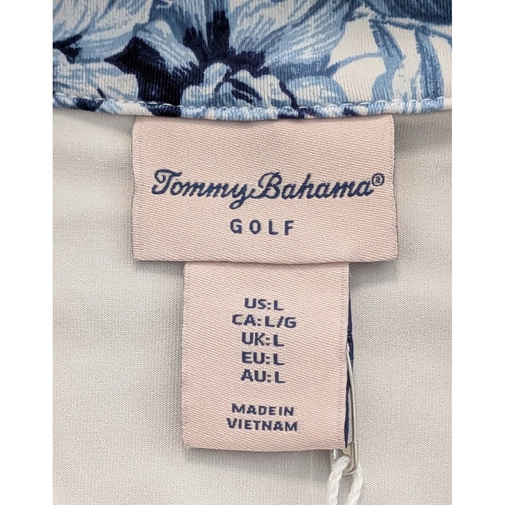 TOMMY BAHAMA Golf Women's 1/4 Zip Polo Shirt White Blue Floral Large L - NWT - Picture 3 of 8